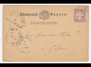Bayern 1880, HKS ESSINGEN auf Ganzsache n. Edesheim m. K1 Rohrbach. #220