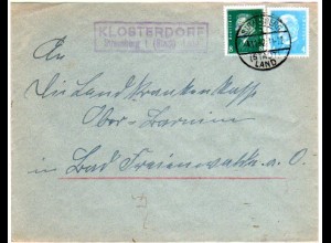 DR 1932, Landpost Stpl. KLOSTERDORF über Strausberg 1 auf Brief m. 4+8 Pf.