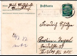 DR 1937, Landpost Stpl. KURTWITZ über Strehlen auf 6 Pf. Ganzsache