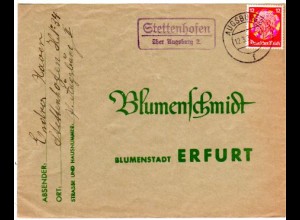 DR 1936, Landpost Stpl. STETTENHOFEN über Augsburg 2 auf Brief m. 12 Pf.