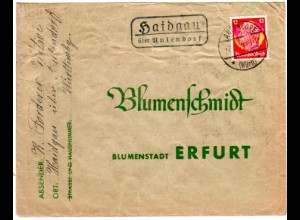 DR 1936, Landpost Stpl. HAIDGAU über Aulendorf auf Brief m. 12 Pf.
