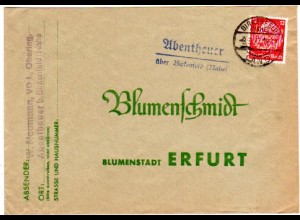DR 1937, Landpost Stpl. ABENTHEUER über Birkenfeld (Nahe) auf Brief m. 12 Pf.