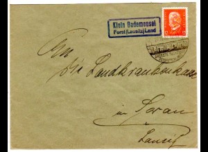 DR 1932, Brief m. Landpost Stpl. KLEIN BADEMEUSEL über Forst (Lausitz) Land 