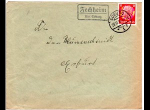 DR 1936, Landpost Stpl. FECHHEIM über Coburg auf Brief m. 12 Pf.