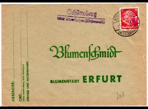 DR 1937, Landpost Stempel SCHÖNEBERG über Altenkirchen auf Brief m. 12 Pf.