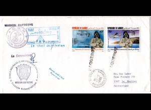 Djibouti Antarktis 1985, 2 Marken auf Marion Dufresne Brief m. Unterschrift