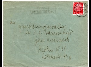 DR 1938, Landpost Stpl. BISCHDORF über Calau auf NSDAP Brief m. 12 Pf.