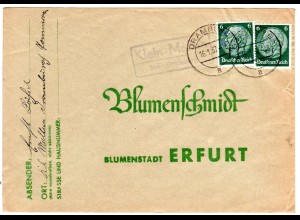 DR 1937, Landpost Stpl. KLEIN-MELLAU über Dramburg auf Brief m. 2x6 Pf.