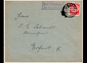 DR 1936, Landpost Stpl. NORDER-FRIESCHENMOOR II über Brake auf Brief m. 12 Pf.
