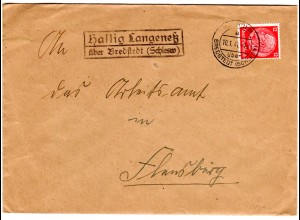 DR 1941, Landpost Stpl. HALLIG LANGENESS über Bredstedt auf Brief m. 12 Pf. 