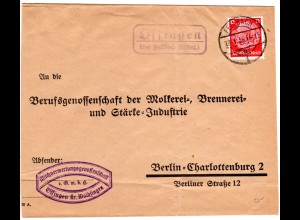 DR 1936, Landpost Stpl. ÖFFINGEN über Fellbach auf Brief m. 12 Pf. 