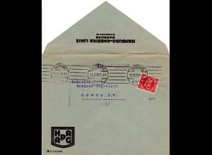 DR 1923, 200 Mk. m. perfin HVT auf HAPAG Drucksache Brief v. Hamburg