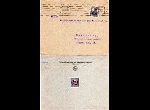 DR 1917, 15 Pf. Germania m. perfin auf Brief v. Hannover m. rs. Rot Kreuzmarke