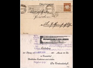 Bayern 1909, gebr. 3 Pf. Privatganzsache des Briefmarkensammler-Verein Nürnberg