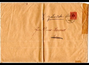 DR 1898, 10 Pf. Privatganzsache Umschlag v. Berlin n. Zechin u. zurück