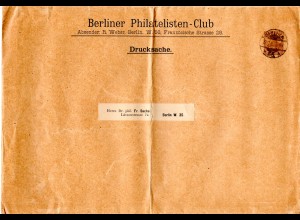 DR 1903, 3 Pf. Germania Privatganzsache Umschlag v. Philatelisten-Club Berlin 