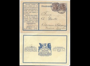 DR 1916, 2x3 Pf. auf illustrierter Reklame Karte v. Lübbecke i.d. Schweiz. #2877