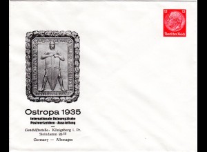 DR, ungebr. 12 Pf. Privatganzsachenumschlag Ostropa 1935 mit Eichenkranz