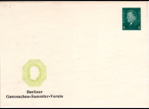 DR, ungebr. 8 Pf. Privatganzsache Berliner Ganzsachen Verein mit Oktogon