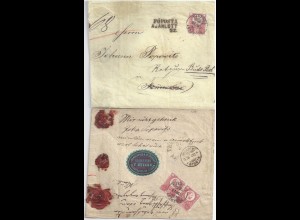Ungarn 1874, geöffneter u. wiederversiegelter Einschreiben Retour Brief. #S624