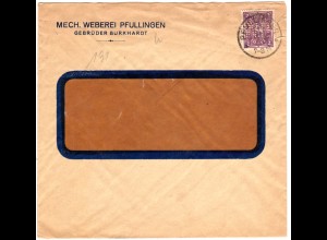 DR 1922, 2 Mk. m. perfins W.P. auf Firmen Umschag v. Pfullingen