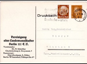 DR, gebr. 3 Pf. Privatganzsachenkarte Vereinigung alter Landmannschafter Berlin