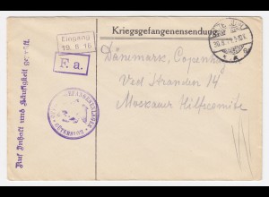 DR 1916, GÜTERSLOH, Offiziers KGF POW Zensur Brief n. Dänemark. #1986