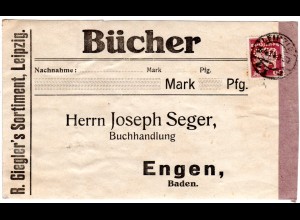 DR 1924, EF 30 Pf. m. perfin Firmenlochung auf Päckchenadresse v. Leipzig