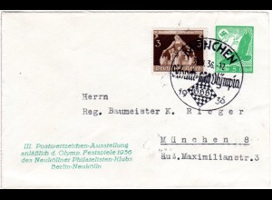 DR, gebr. 5 Pf. Privatganzsachen Umschlag III. PWZ-Ausstellung Berlin Olympia