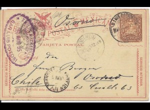 Mexico 1895, Ganzsache v. S. Luis Potosi via New York nach Chile. #2251
