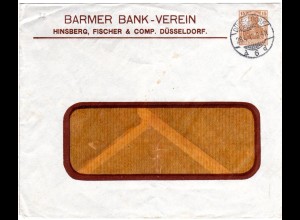 DR 1917, gebr. 15 Pf. Germania Privatganzsache Umschlag Barmer Bank Verein