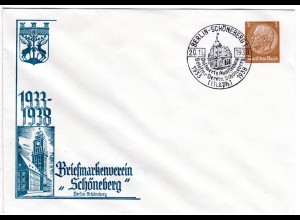 DR, 3 Pf Privatganzsache Umschlag m. SoStpl. Briefmarkenverein Berlin-Schöneberg