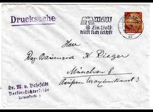DR, gebr. 3 Pf. Hindenburg Privatganzsache Umschlag als Drucksache v. Berlin