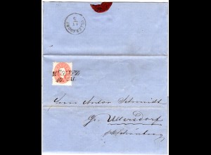 Österreich 1863, Mähren-L2 Müglitz auf Brief m. 5 Kr. v. Loschitz n. Ullersdorf