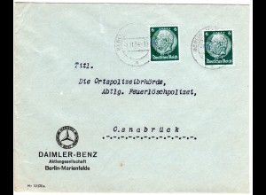 DR 1934, 2x6 Pf. m. perfin auf Firmenbrief v. Berlin-Marienfelde