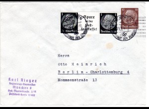 DR, gebr. 10 Pf. Privatganzsache Umschlag m. Zusatzfr. v. München n. Berlin