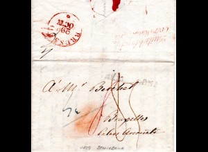 Schweiz 1829, L1 BELLINZONA auf Porto Brief n. Bruxelles Belgien.