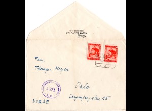 Österreich 1947, MeF 2x 10 G. auf Zensur Drucksache v. Eggenburg n. Norwegen