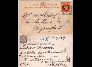 GB 1889, used 1/2d stationery card with advertisement for such cards on reverse!