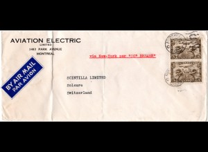 Kanada 1938, 2x5 C. Air Stamp auf Luftpost Brief v. Montreal via NY i.d. Schweiz