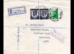 Irland Eire, 2x2 1/2d on regd. FDC from Dublin 29.VIII.44, together with 1/2d 