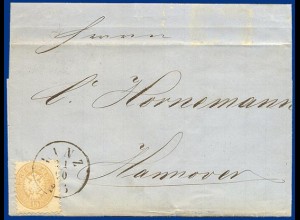 Österreich 1866, 15 Kr. auf Brief v. LINZ ins Königreich Hannover. #S455
