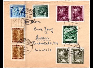 Österreich 1946, 9 Marken auf Zensur Brief v. Viktring b. Klagenfurt i.d. CH