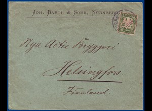 Bayern 1898, 5 Pfg. auf Drucksache v. Nürnberg nach Finnland. #S770