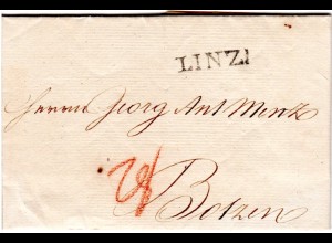 Österreich 1826, L1 LINZ auf schönem Porto Brief n. Bozen.