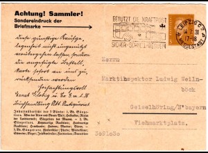 DR 1931, 3 Pf. Privat Ganzsache Karte E. Globig ab Leipzig