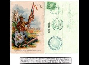 Südafrika, Konsulatsstpl. v. Augsburg auf gebr. Buren Wohltätigkeits Postkarte