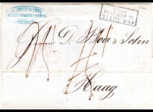 Preussen 1864, R3 Berlin PE 15 auf Porto Brief i.d. NL