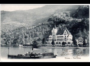 Schweiz, Park-Hotel Vitznazu m. Dampfschiff Victoria, ungebr. sw-AK