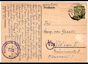 1947, Landpost Stpl. HOMMERSHAUSEN über Frankenberg auf Zensur Karte m. 30Pf. 